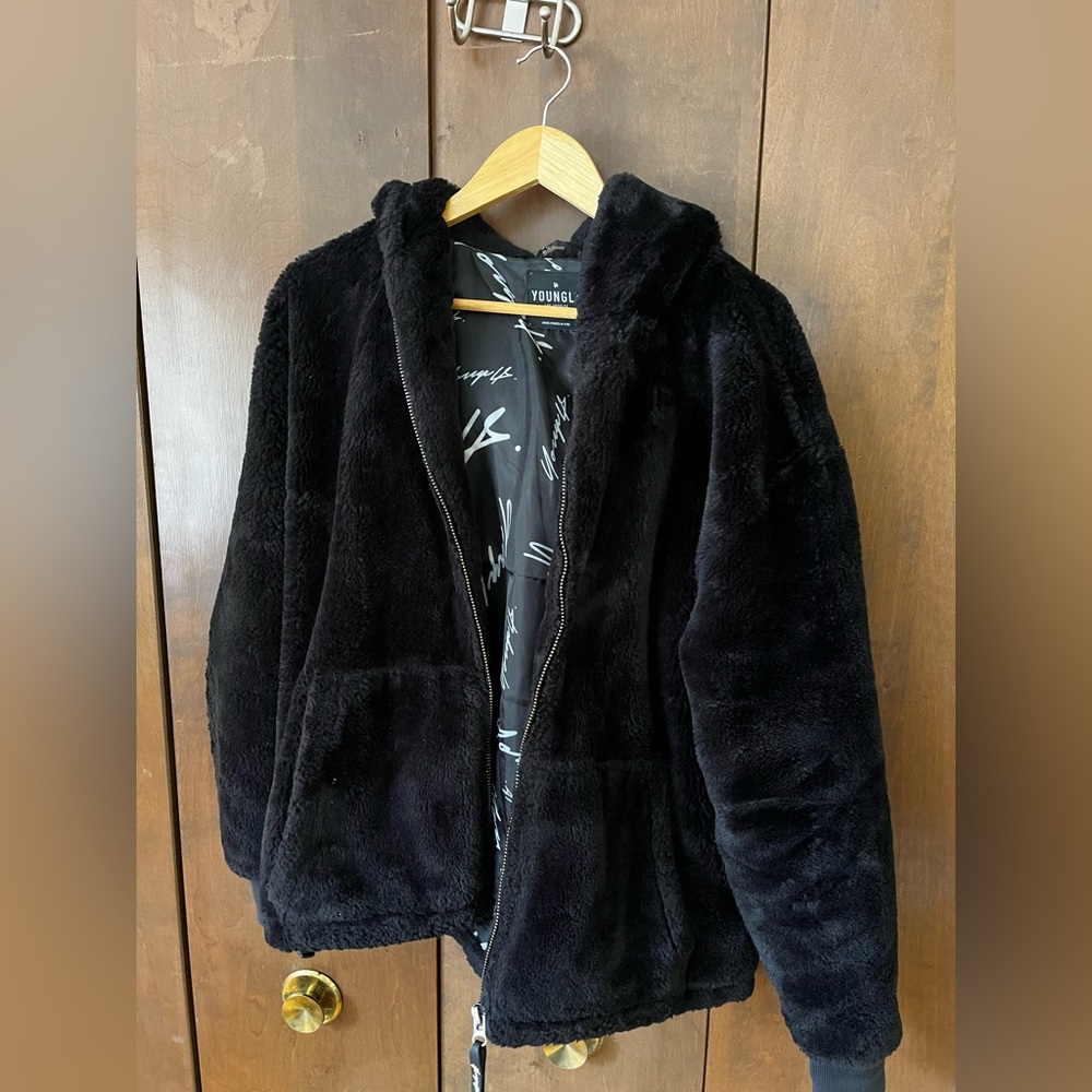 YoungLA Black Fleece Zip-Up Hoodie
